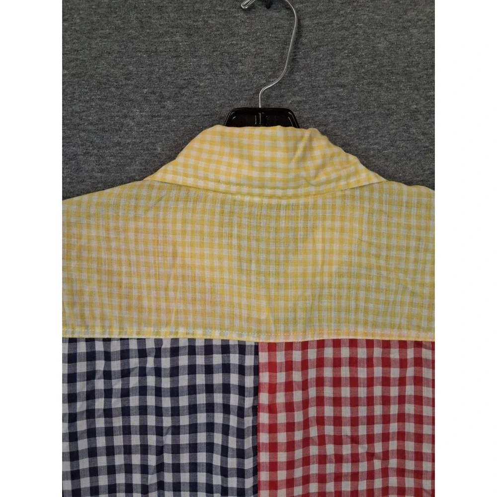 VTG Womens Shirt 2XL Multi Patchwork Gingham Plaid Button Up Lightweight - Picture 6 of 7